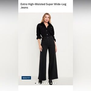 Old Navy Black Extra High-Waisted Super Wide-Leg Jeans